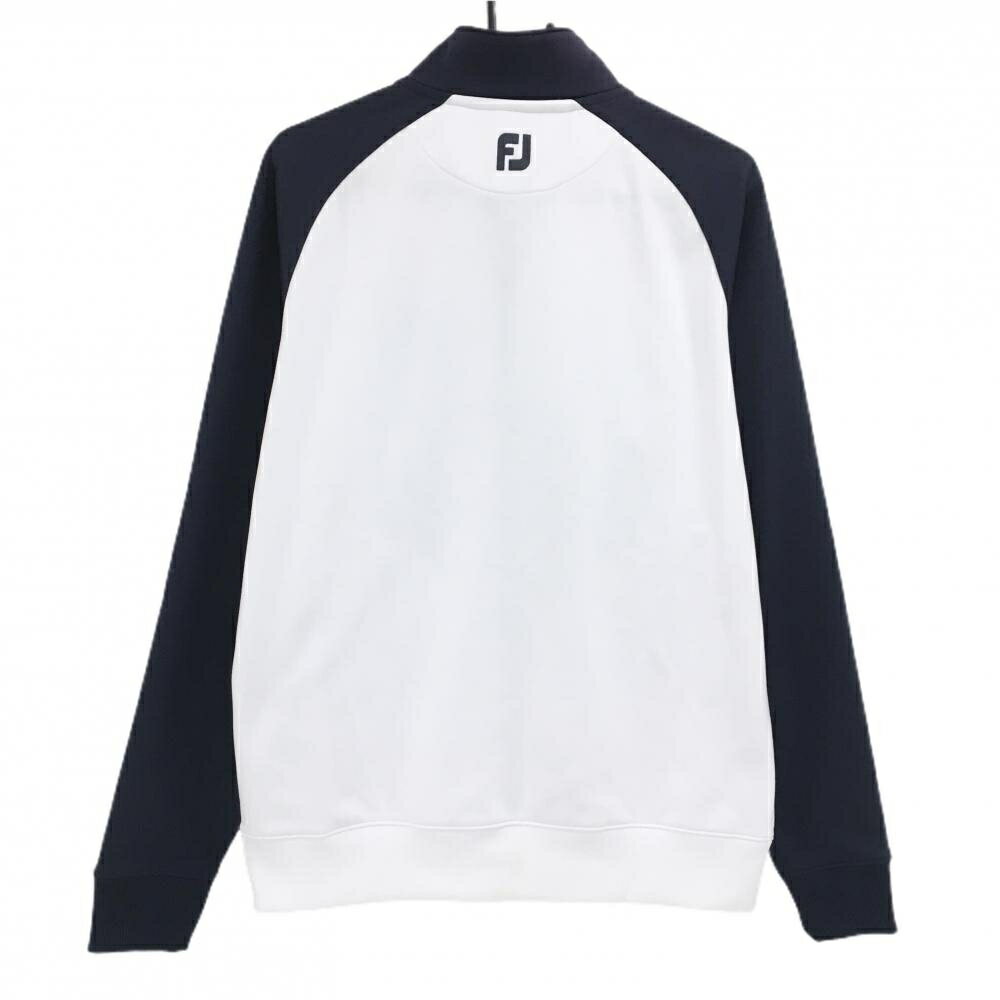 フットジョイ ジャケットブルゾン 白×ネイビー ロゴワッペン メンズ XL ゴルフウェア FootJoy