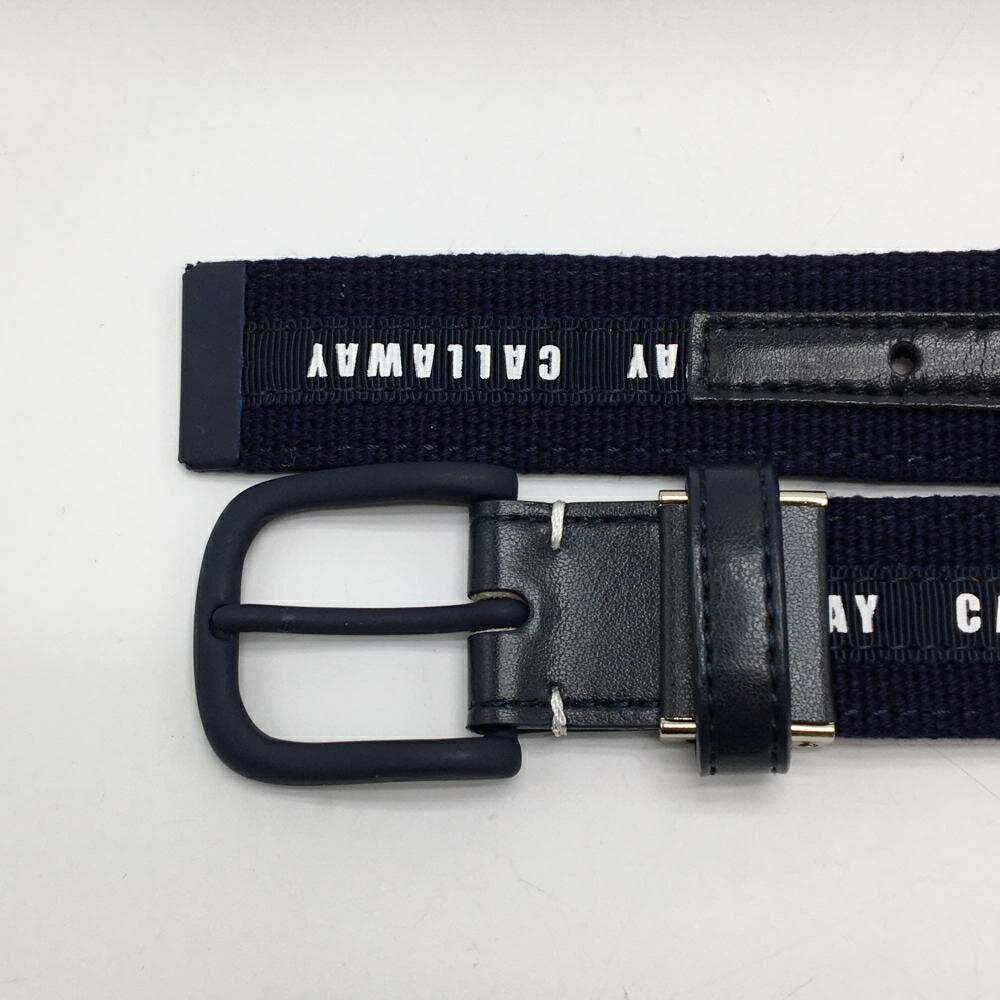 【超美品】キャロウェイ ベルト ネイビー×白 ロゴ総柄 レディース ゴルフウェア Callaway