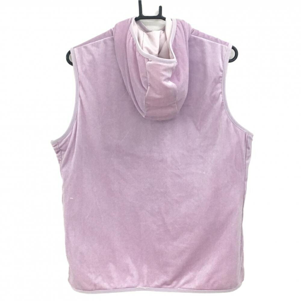 【美品】フィドラ 中綿リバーシブルベスト ライトピンク 片面ベロア調 フード付 レディース L ゴルフウェア FIDRA