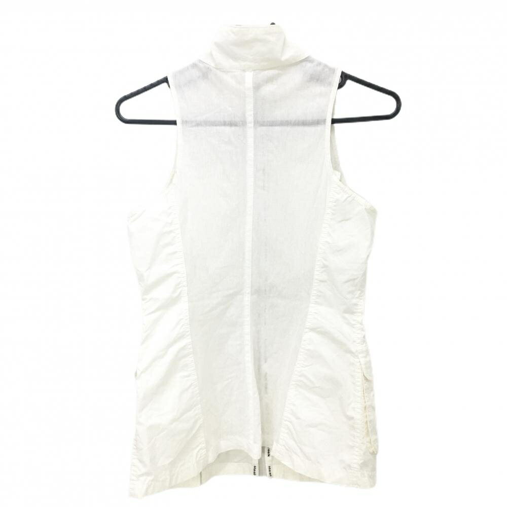 【美品】ヒールクリーク アウターベスト 白 背面メッシュ ナイロン混 レディース 40(M) ゴルフウェア Heal Creek