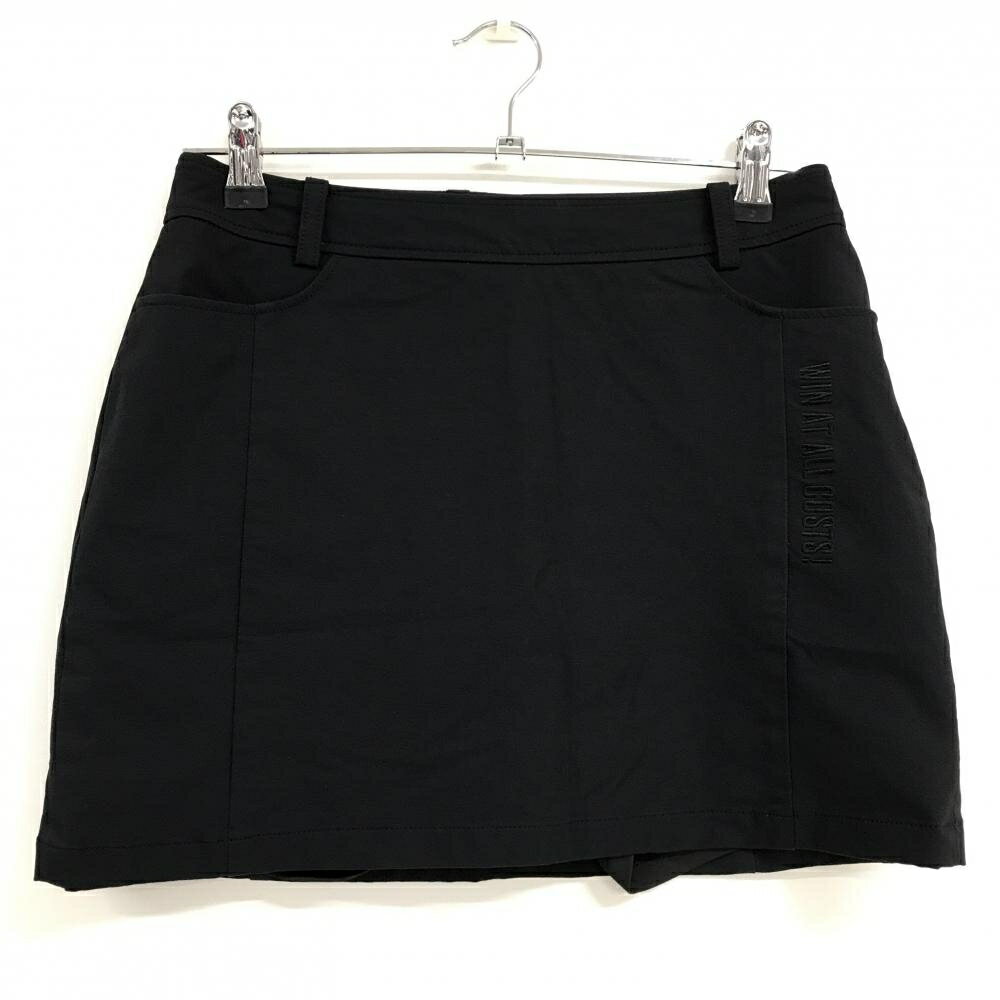 【美品】ワック スカート 黒 内側インナーパンツ ロゴ刺しゅう ストレッチ レディース 2(M) ゴルフウェ..