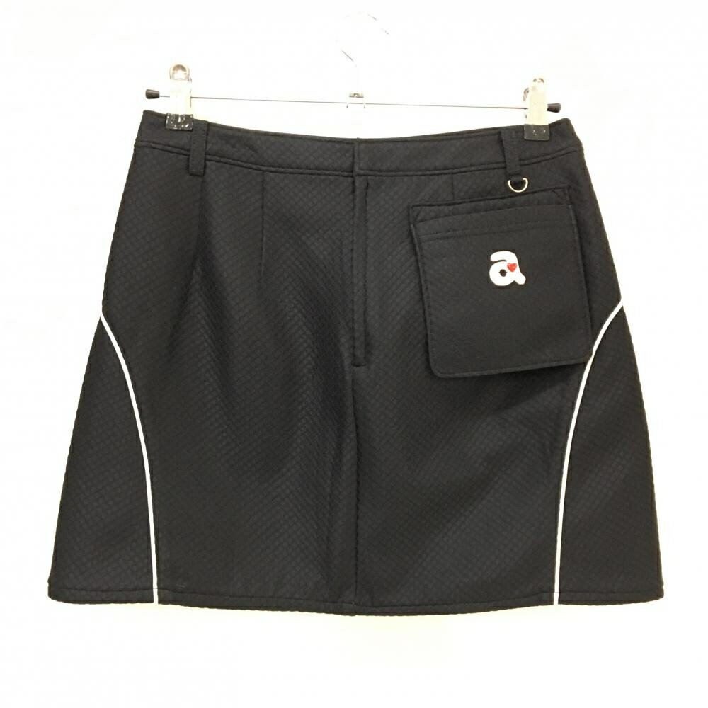 【超美品】アルチビオ スカート 黒 ブロック柄地模様 パイピング レディース 40(L) ゴルフウェア archivio