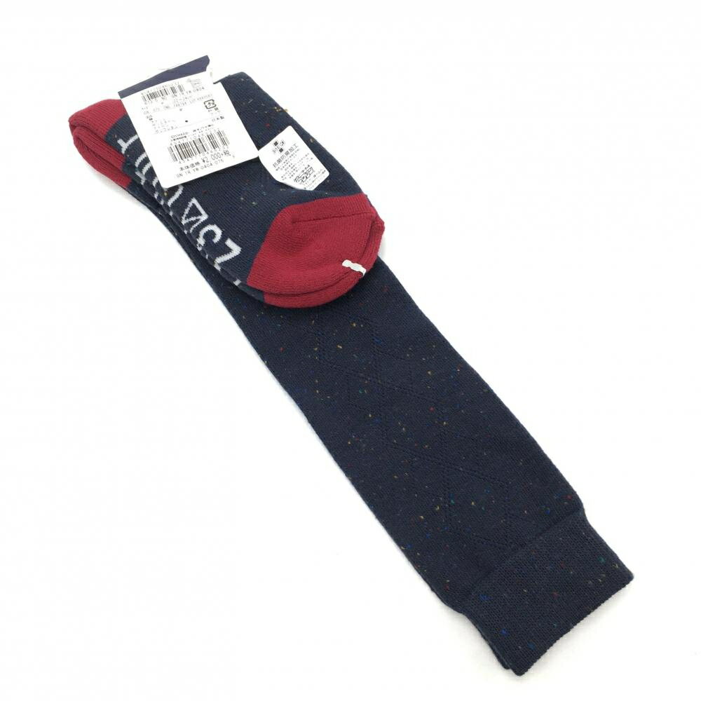 【新品】23区ゴルフ ハイソックス ネイビー×レッド ネップ調 レディース F(22-24cm) ゴルフウェア 23区