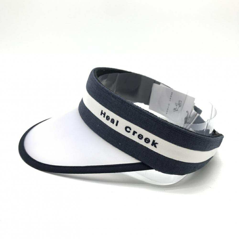 【新品】ヒールクリーク サンバイザー ネイビー×白 つばクリア UVカット レディース 40 ゴルフウェア Heal Creek