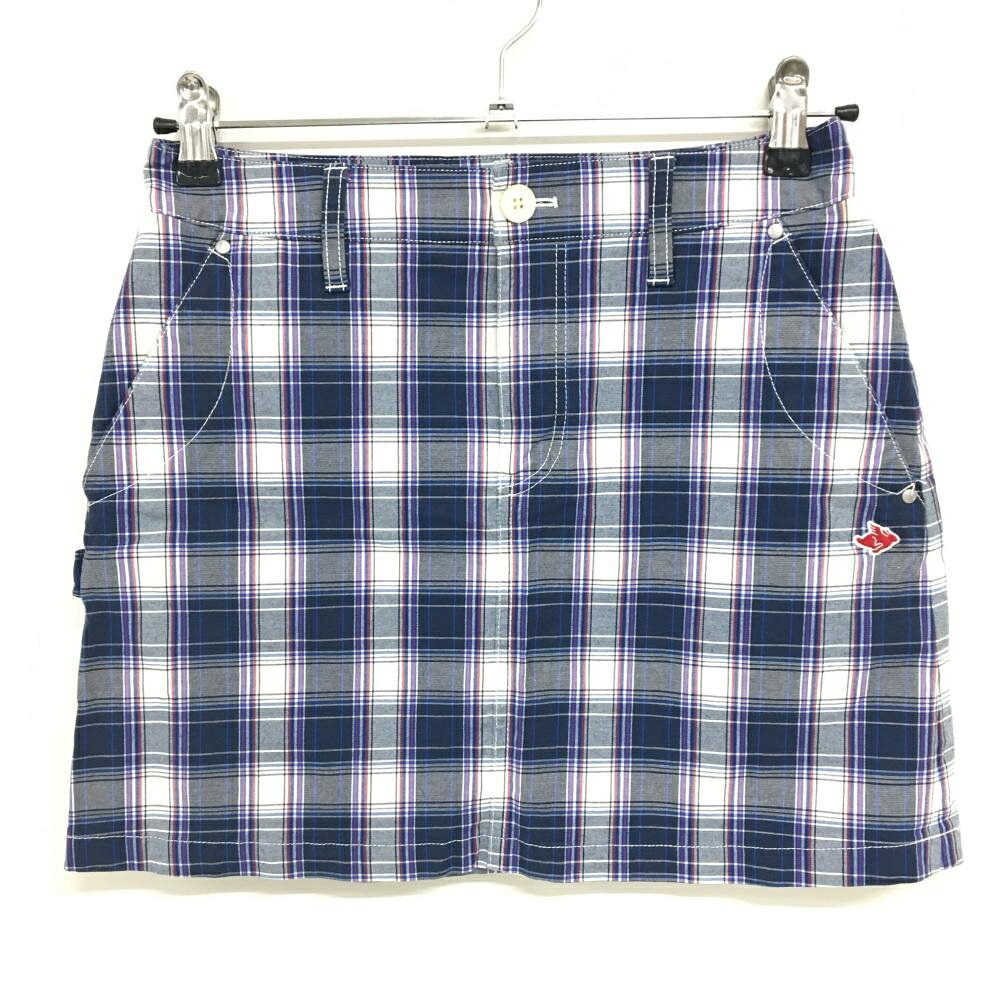 【美品】パーリーゲイツ スカート ネイビー×白 チェック レディース 0(S) ゴルフウェア PEARLY GATES