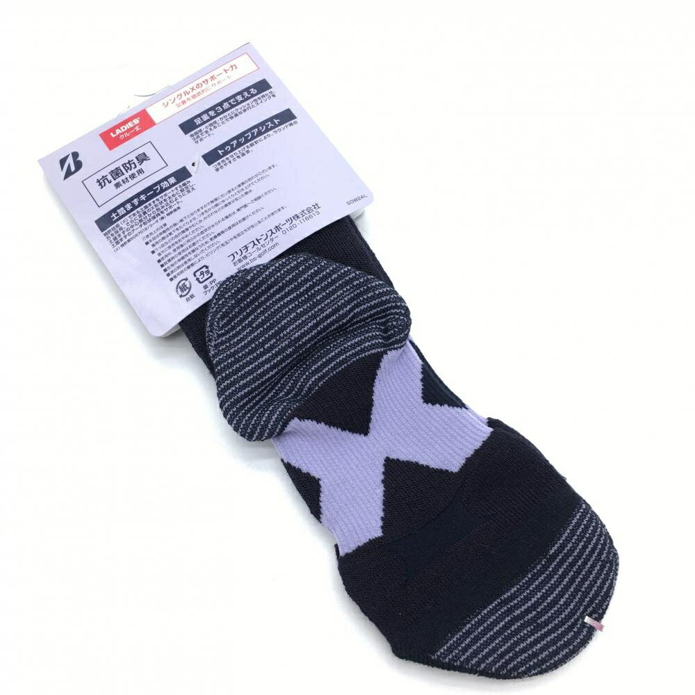 【新品】ブリヂストン ソックス ネイビー×パープル 3Dソックス レディース 23-25cm ゴルフウェア Bridgestone