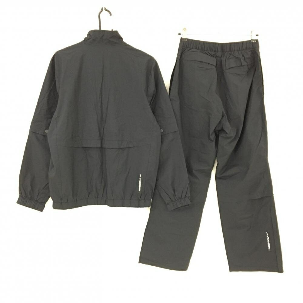 【美品】ナイキ レインウェア(2WAYジャケット×パンツ) 黒 袖着脱可 裏地メッシュ メンズ LGG ゴルフウェア NIKE