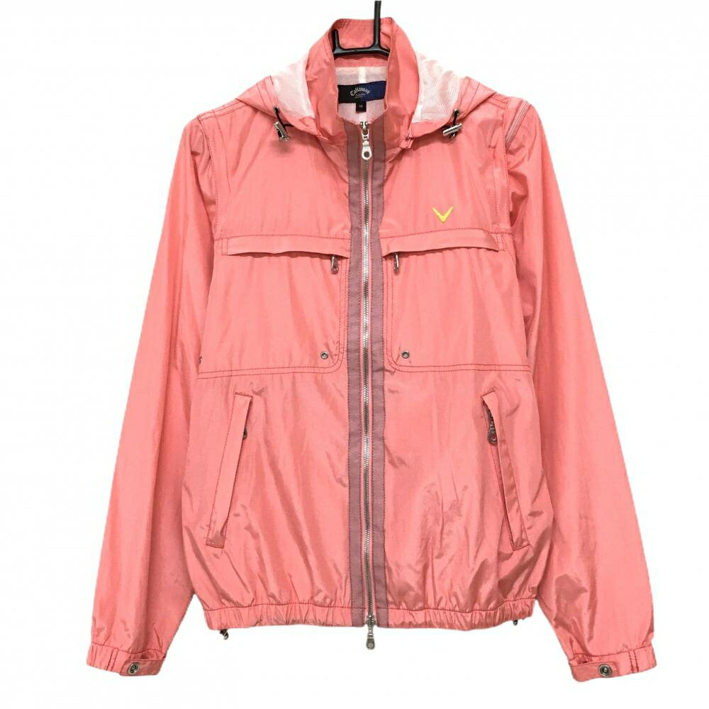 キャロウェイ 4WAYジップパーカー ピンク メッシュ裏地 袖・フード着脱可 メンズ M ゴルフウェア Callaway