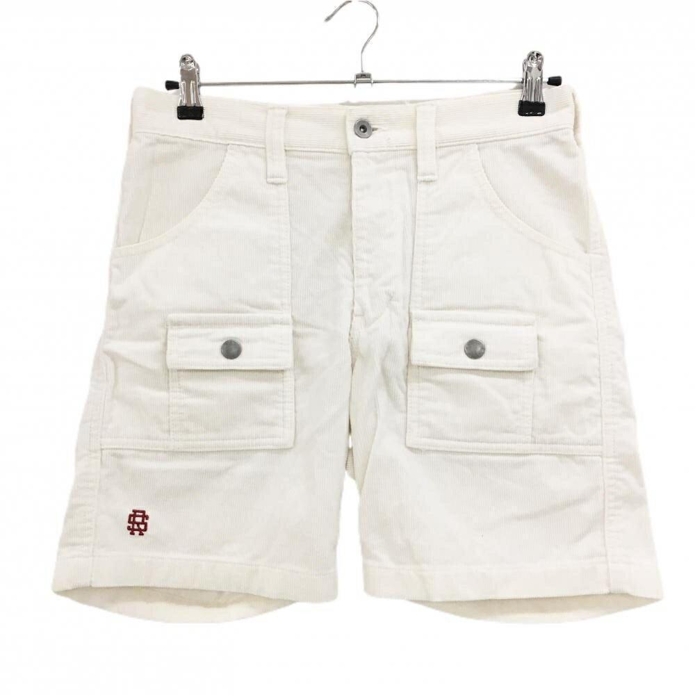 ラフアンドスウェル コーデュロイハーフパンツ 白 カーゴパンツ メンズ S ゴルフウェア rough＆swell