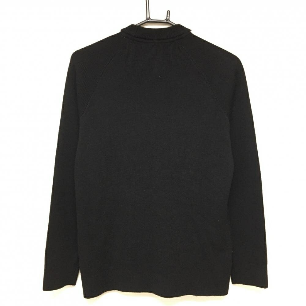 【美品】アディダス セーター 黒×白 3ライン ロゴ刺しゅう ウール混 レディース OT(XL) ゴルフウェア adidas