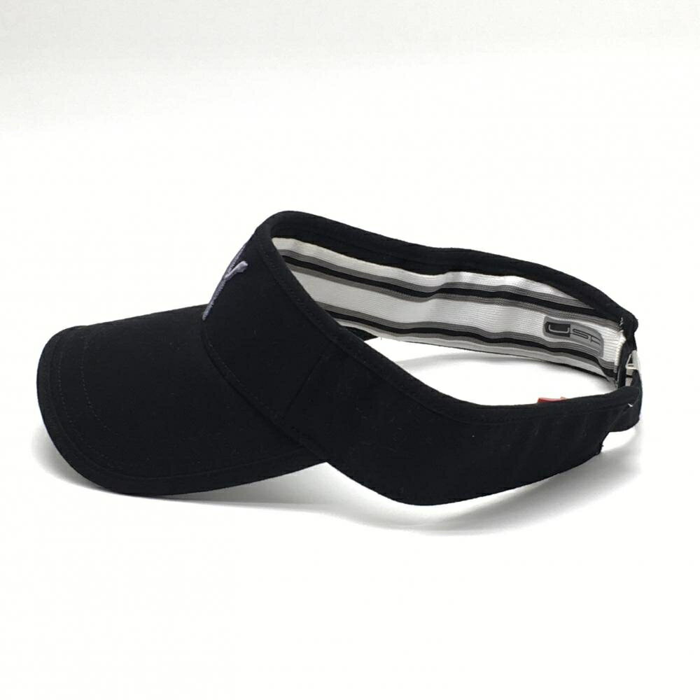 【美品】ナイキ サンバイザー 黒×グレー 立体ロゴ刺しゅう ONE SIZE ゴルフウェア NIKE