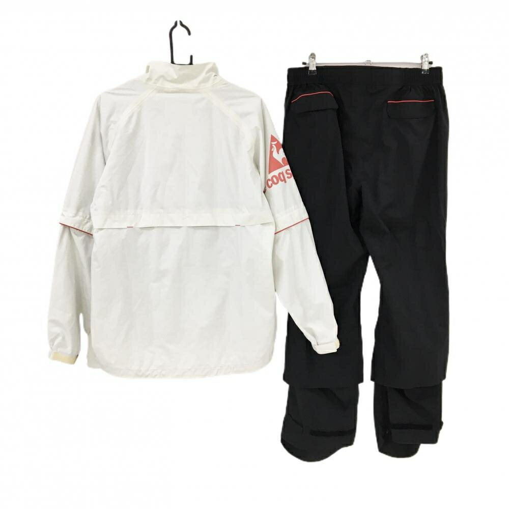 ルコックゴルフ レインウェア(2WAYジャケット×パンツ) 白×黒 袖着脱可 メンズ LL ゴルフウェア le coq sportif