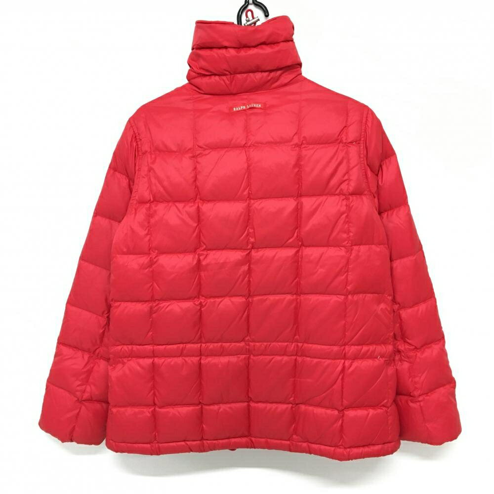 ラルフローレン ダウンジャケット レッド ダウン75％ ドローコード レディース M ゴルフウェア Ralph Lauren