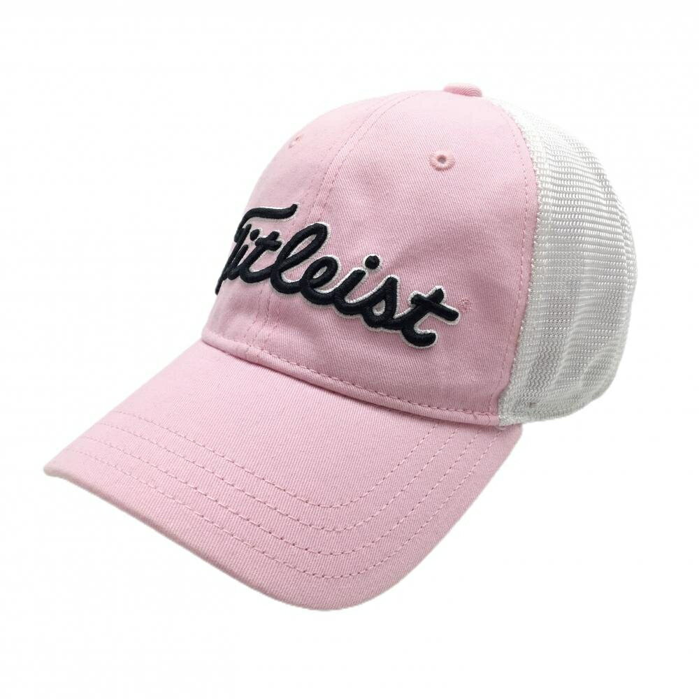 【美品】タイトリスト キャップ ピンク×黒 立体ロゴ刺しゅう ゴルフウェア TITLEIST