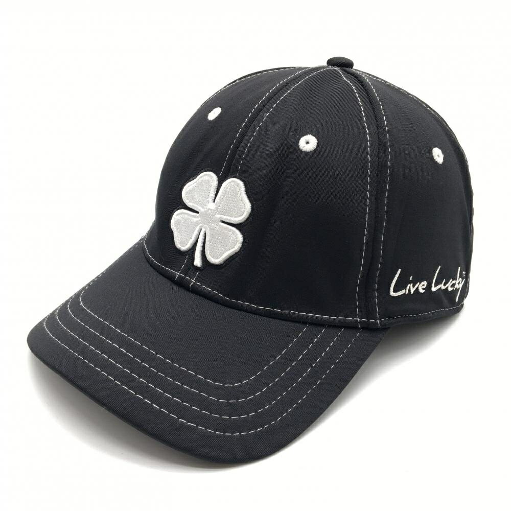 【美品】ブラッククローバー キャップ 黒×白 ロゴ刺しゅう ゴルフウェア BLACK CLOVER