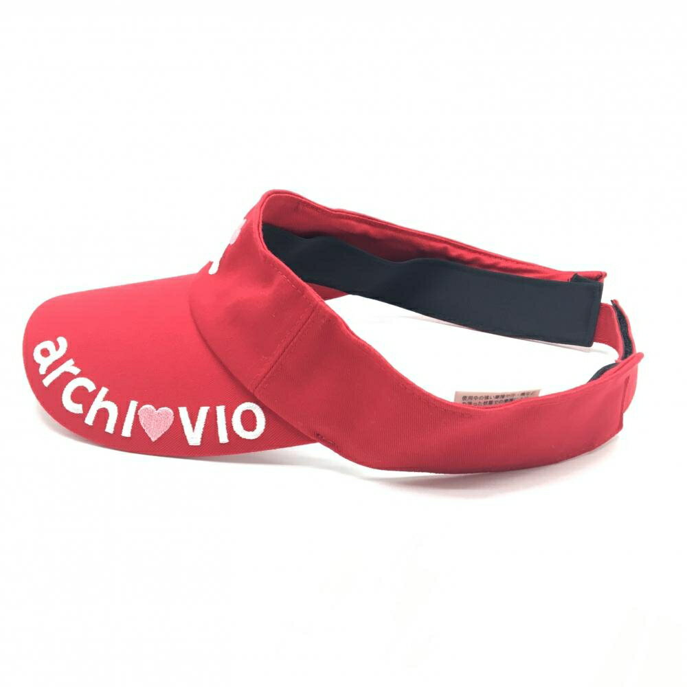 【美品】アルチビオ サンバイザー レッド ロゴ刺しゅう ハート ゴルフウェア archivio