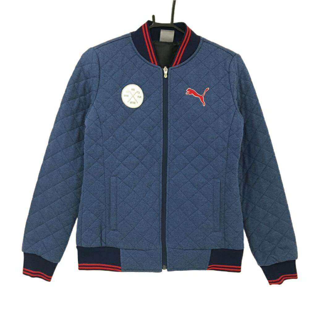 【超美品】プーマ 中綿ジャケット 杢ネイビー×レッド キルティング レディース M ゴルフウェア PUMA