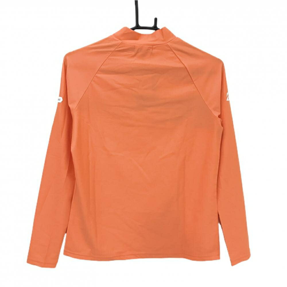 【新品】ブリヂストン 長袖ハイネックシャツ オレンジ場tyグレー 胸元プリント バイカラー レディース M ゴルフウェア Bridgestone