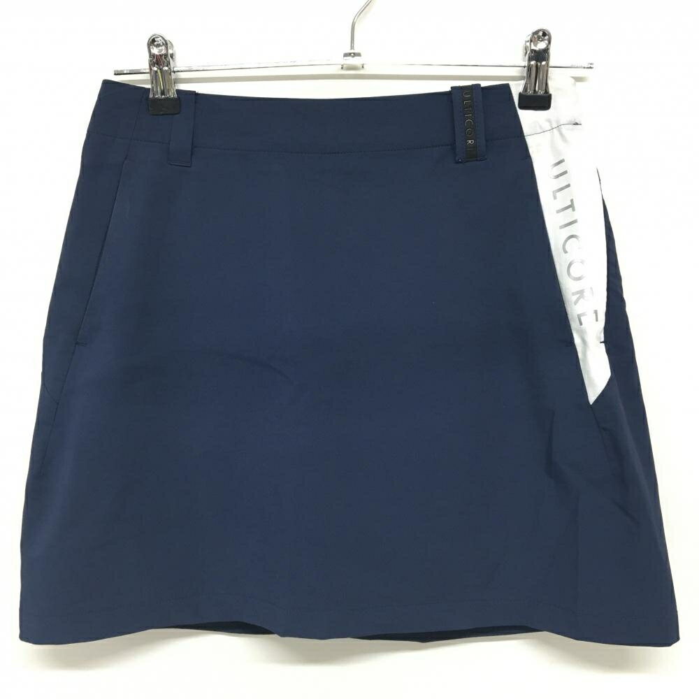 ブリヂストン スカート ネイビー×白 ULTICORE サイドプリント 内側インナーパンツ レディース S ゴルフウェア Bridgestone