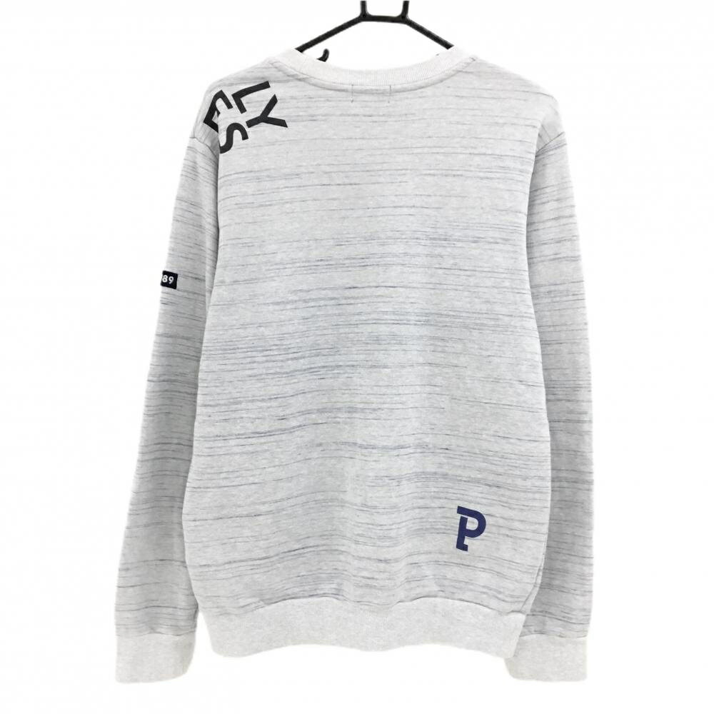 【美品】パーリーゲイツ トレーナー ライトグレー×ネイビー ボーダー調 メンズ 6(XL) ゴルフウェア 2023年モデル PEARLY GATES