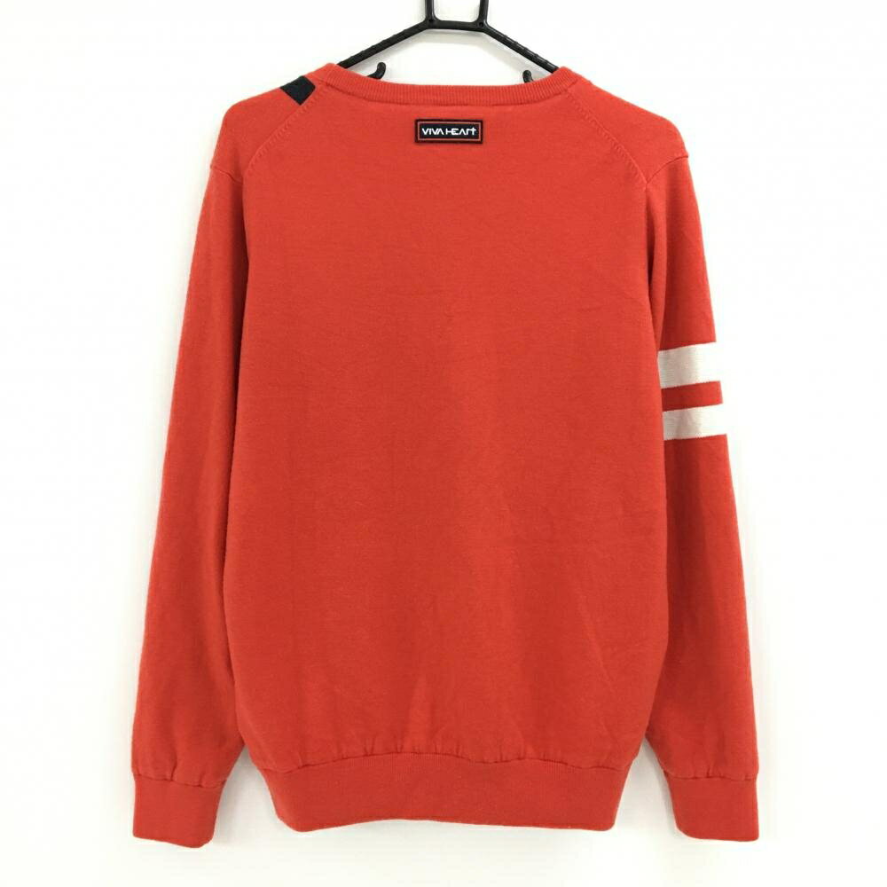 ビバハート セーター レッド×白×ネイビー ニット アクリル混 裏地付 メンズ 52(XL) ゴルフウェア VIVA HEART