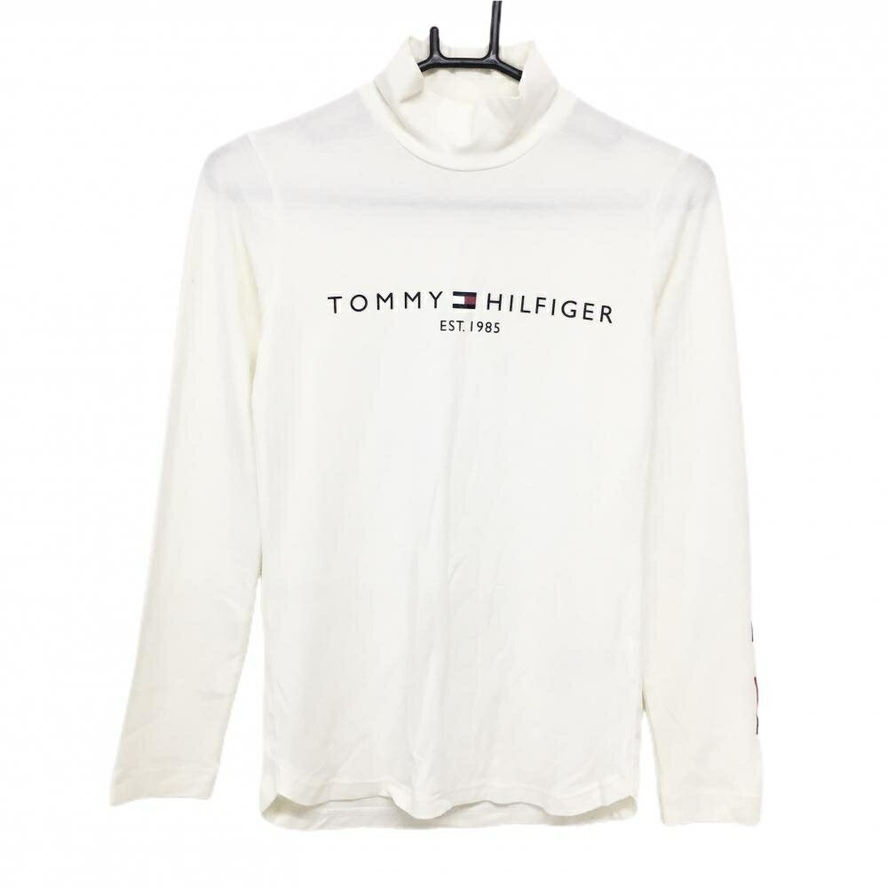 トミーヒルフィガー 長袖ハイネックシャツ アイボリー ロゴプリント レディース M ゴルフウェア Tommy Hilfiger Golf