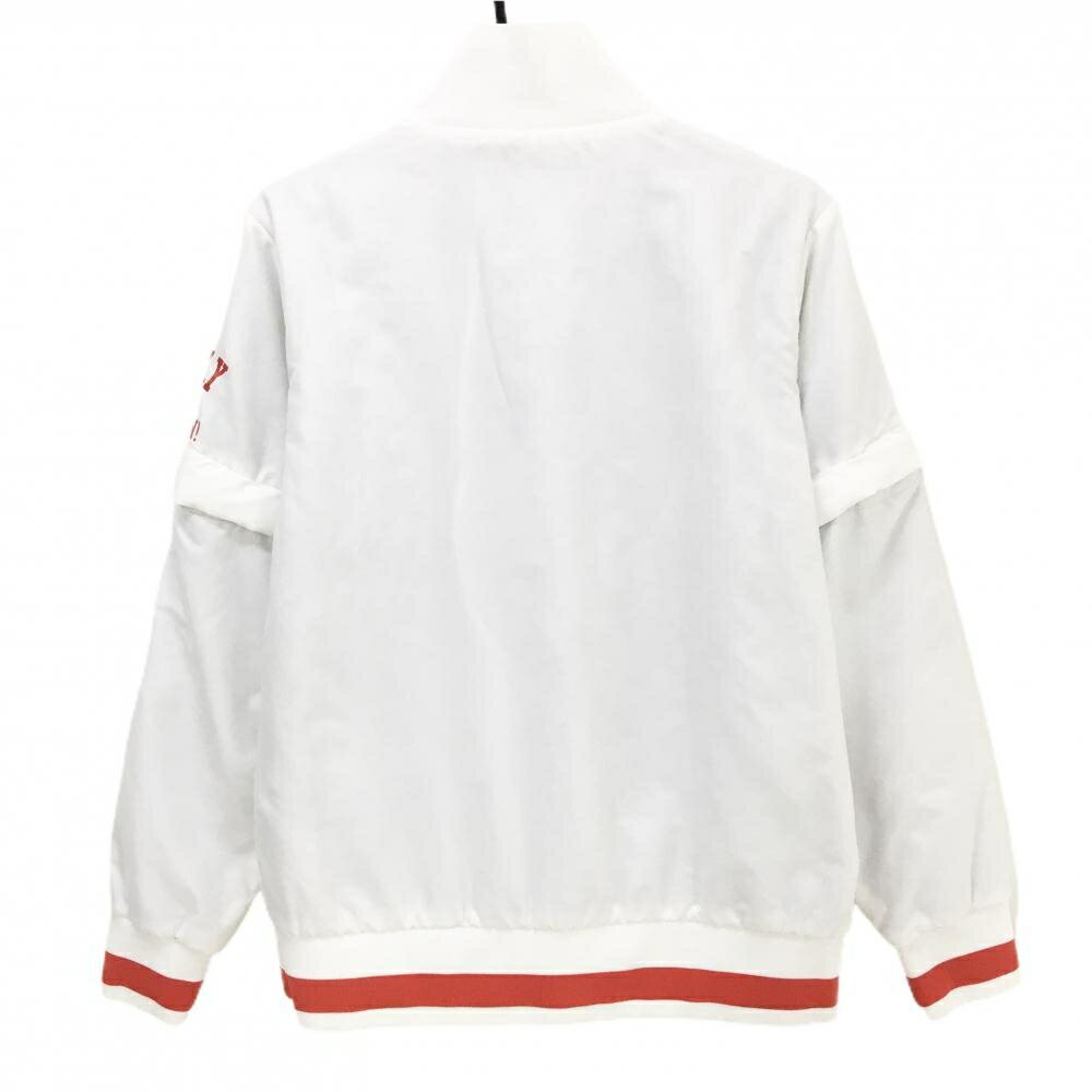 ルコックゴルフ 2WAY中綿ジャケット 白×レッド ロゴ 袖着脱可 メンズ LL ゴルフウェア le coq sportif