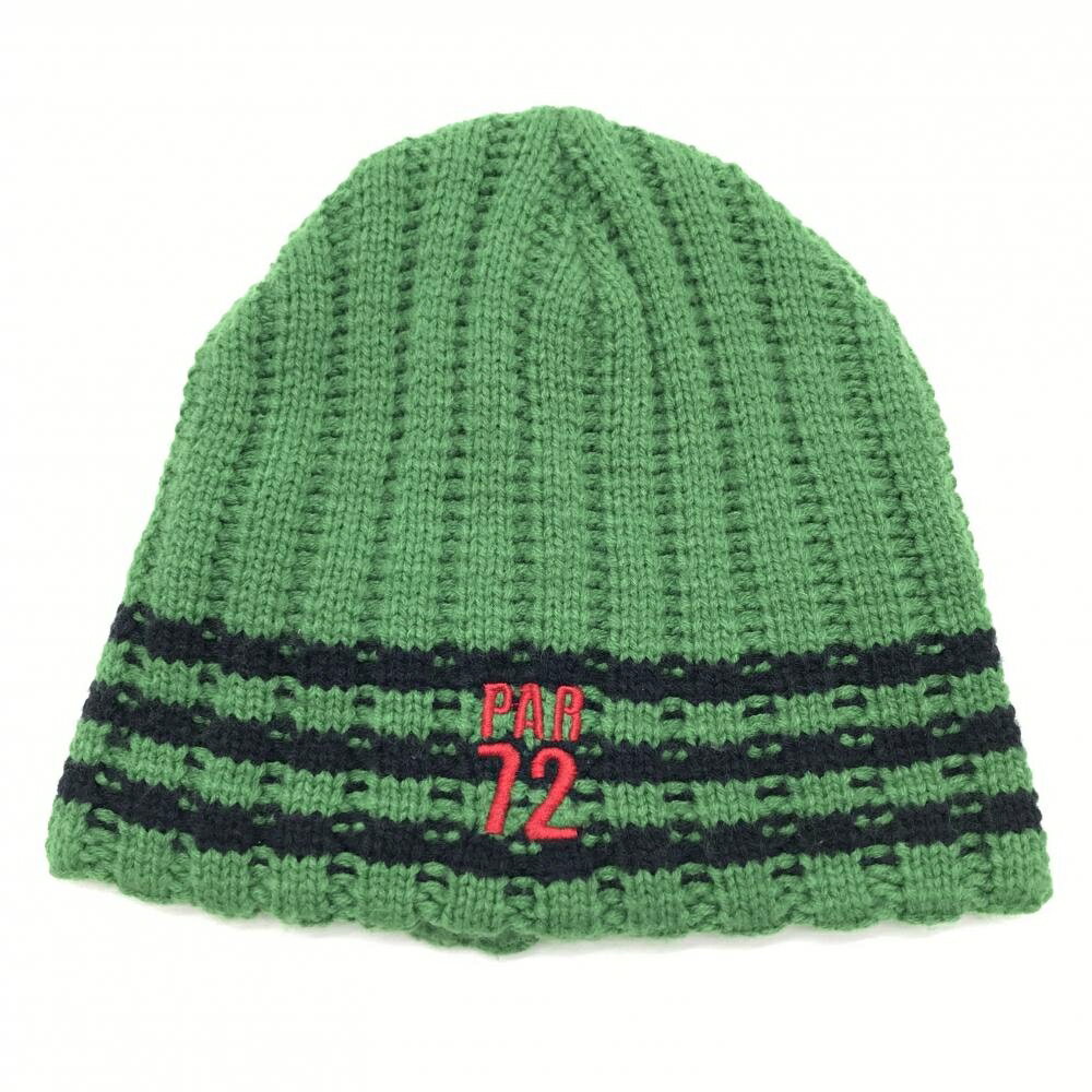 【超美品】パーセッタンタドゥエ ニット帽 グリーン×ネイビー アクリル100％ FREE ゴルフウェア PAR72