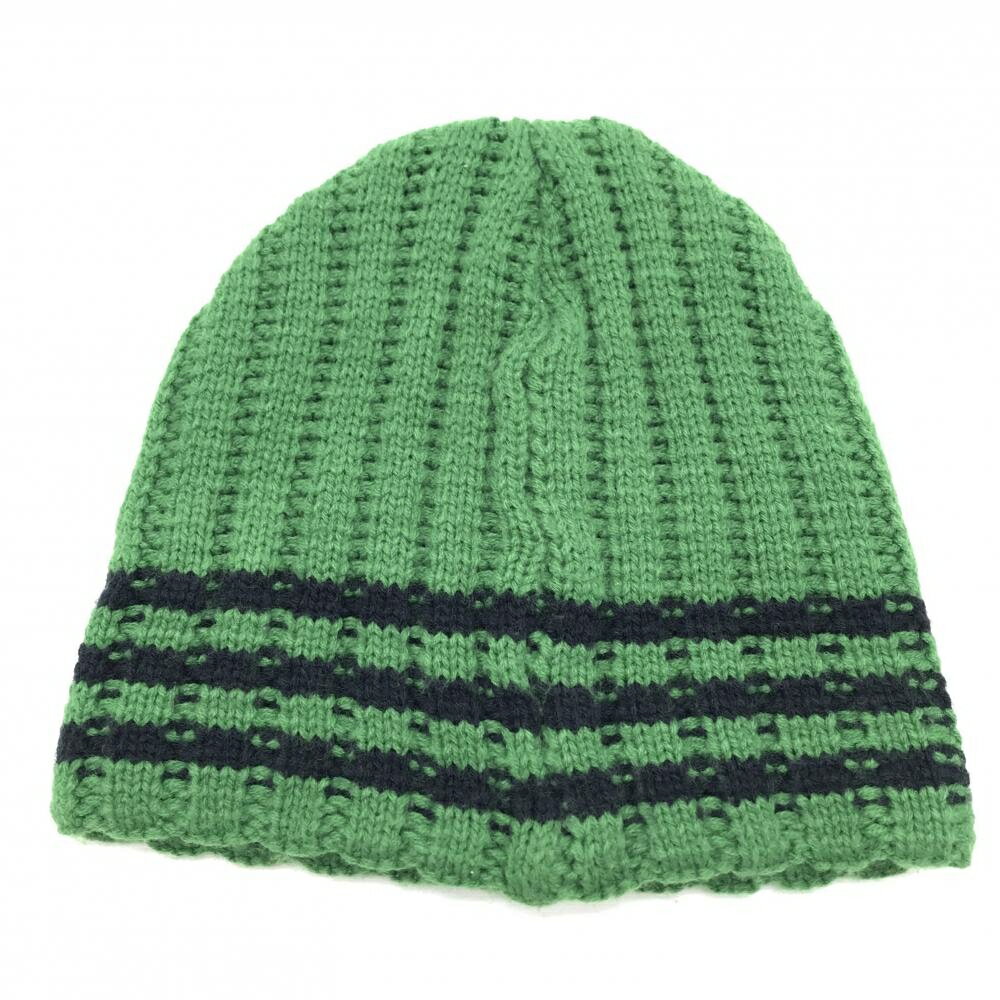 【超美品】パーセッタンタドゥエ ニット帽 グリーン×ネイビー アクリル100％ FREE ゴルフウェア PAR72