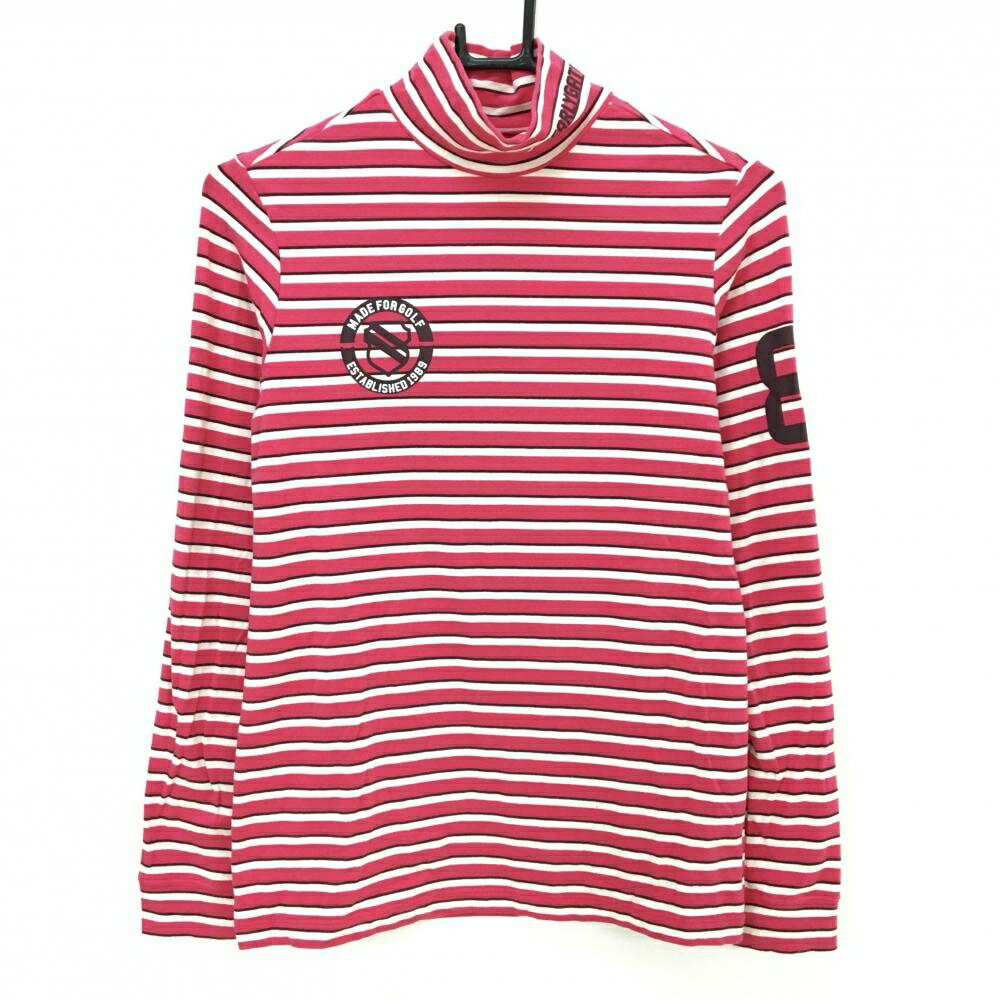 PEARLY GATES - パーリーゲイツ 長袖ハイネックシャツ ピンク×白 ボーダー レディース 1(M) ゴルフウェア PEARLY GATES