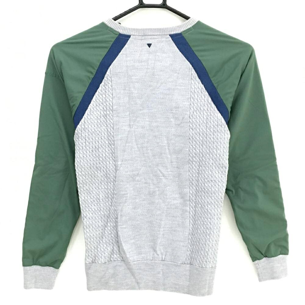 【美品】テーラーメイド 異素材スニード グレー×グリーン Vネック 身頃ニット 蓄熱裏地 ブルゾン レディース S ゴルフウェア TaylorMade