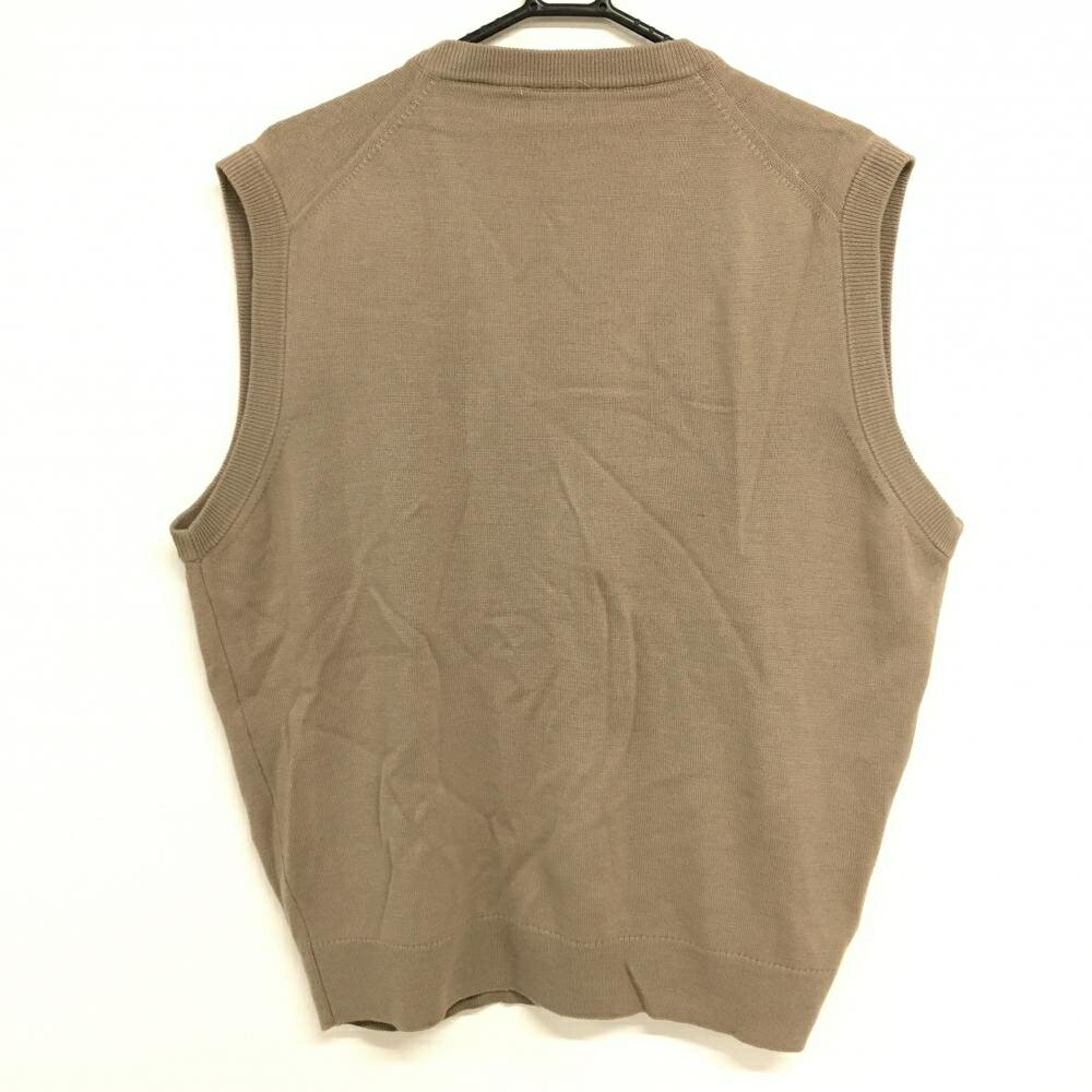 【超美品】ラコステ ニットベスト ダークベージュ ウール混 前ボタン メンズ 5(XL) ゴルフウェア ラコステ