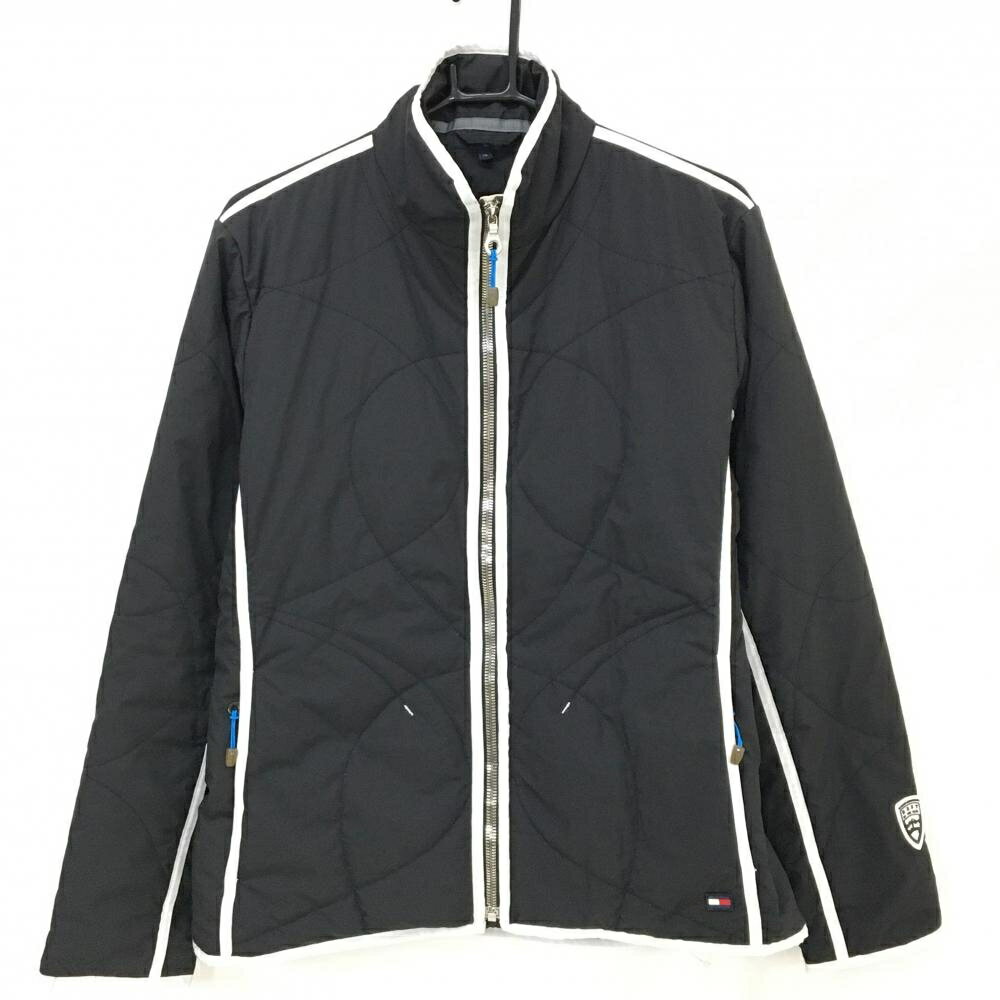 トミーヒルフィガー 中綿ジャケット 黒×白 裾ロゴ レディース XL ゴルフウェア Tommy Hilfiger Golf