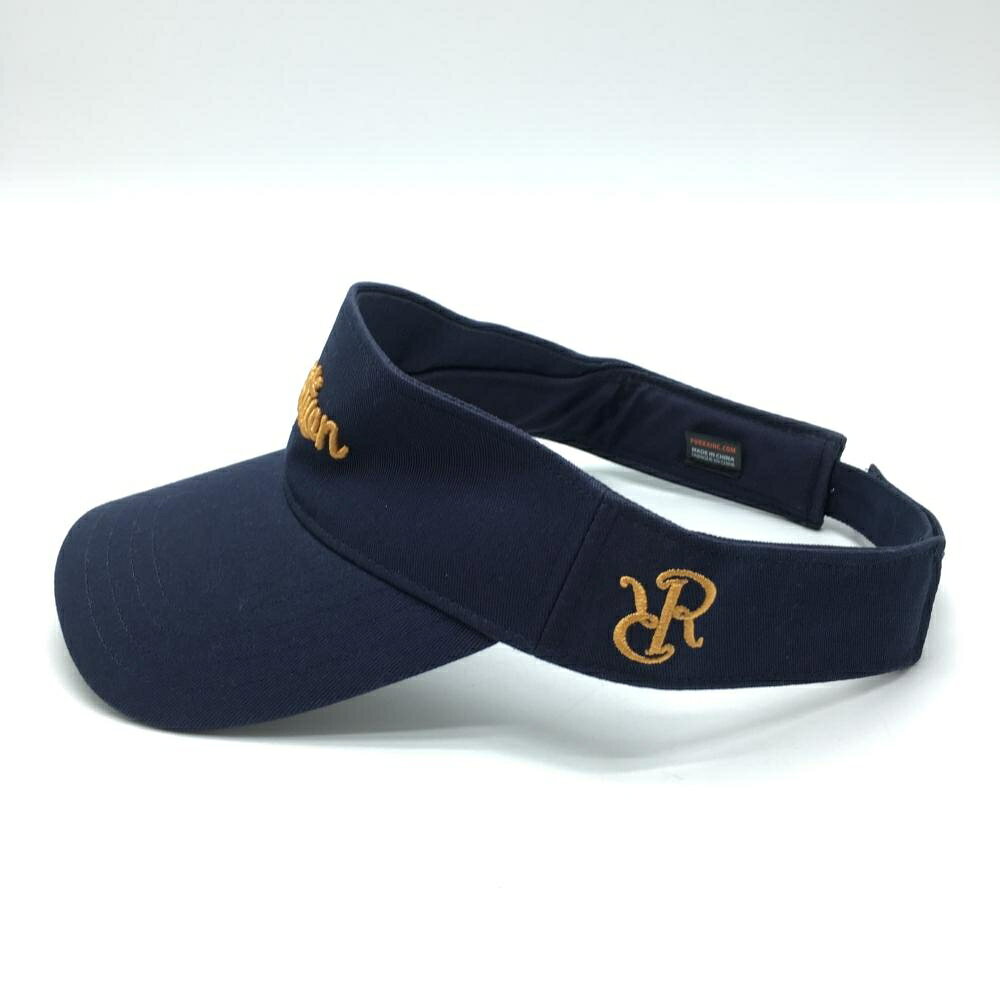 【美品】レザレクション サンバイザー ネイビー×オレンジ ロゴ刺しゅう ゴルフウェア Resurrection