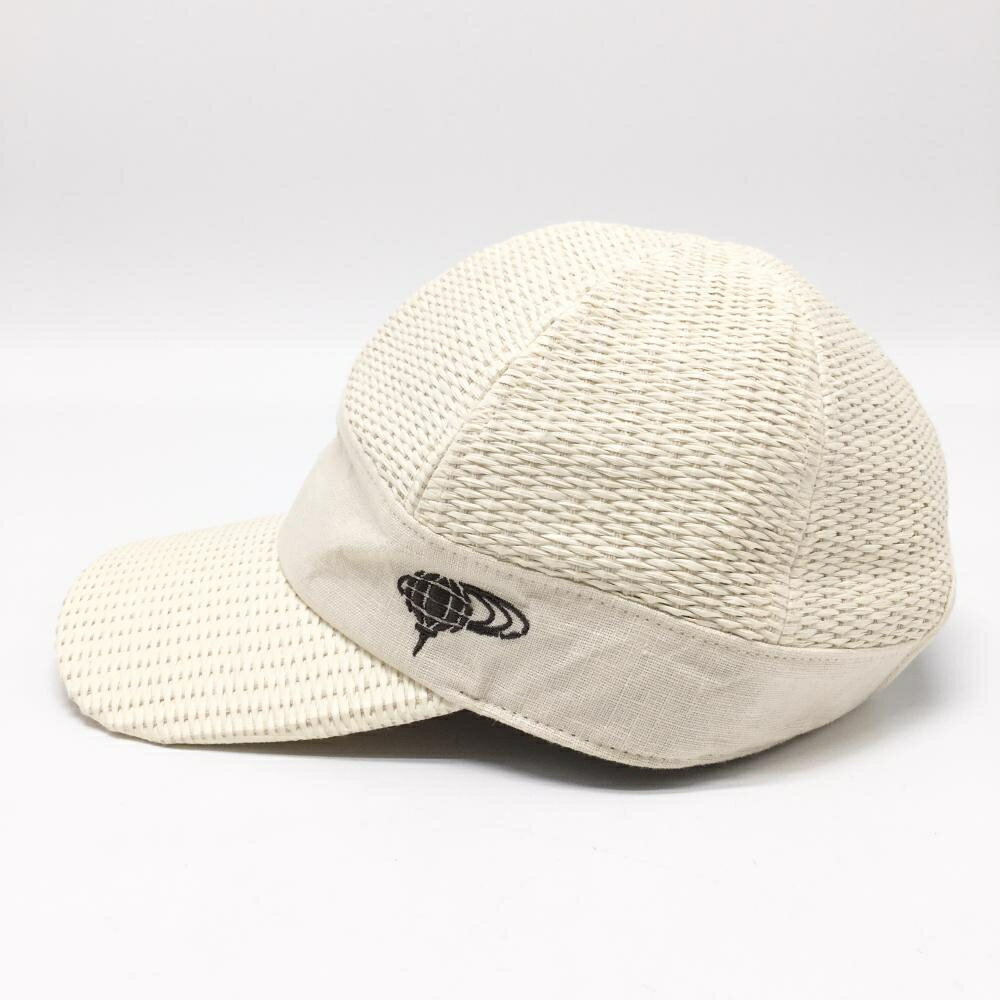 ビームスゴルフ キャップ 白 麦わら風 ロゴ刺しゅう 56-58cm ゴルフウェア BEAMS GOLF