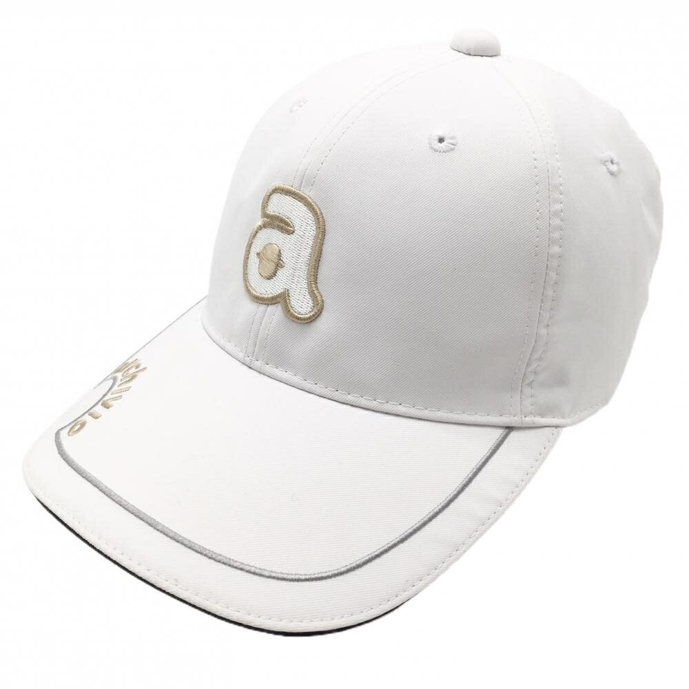 【美品】アルチビオ キャップ 白×ベージュ マーカー取付可 ロゴ刺しゅう ゴルフウェア archivio