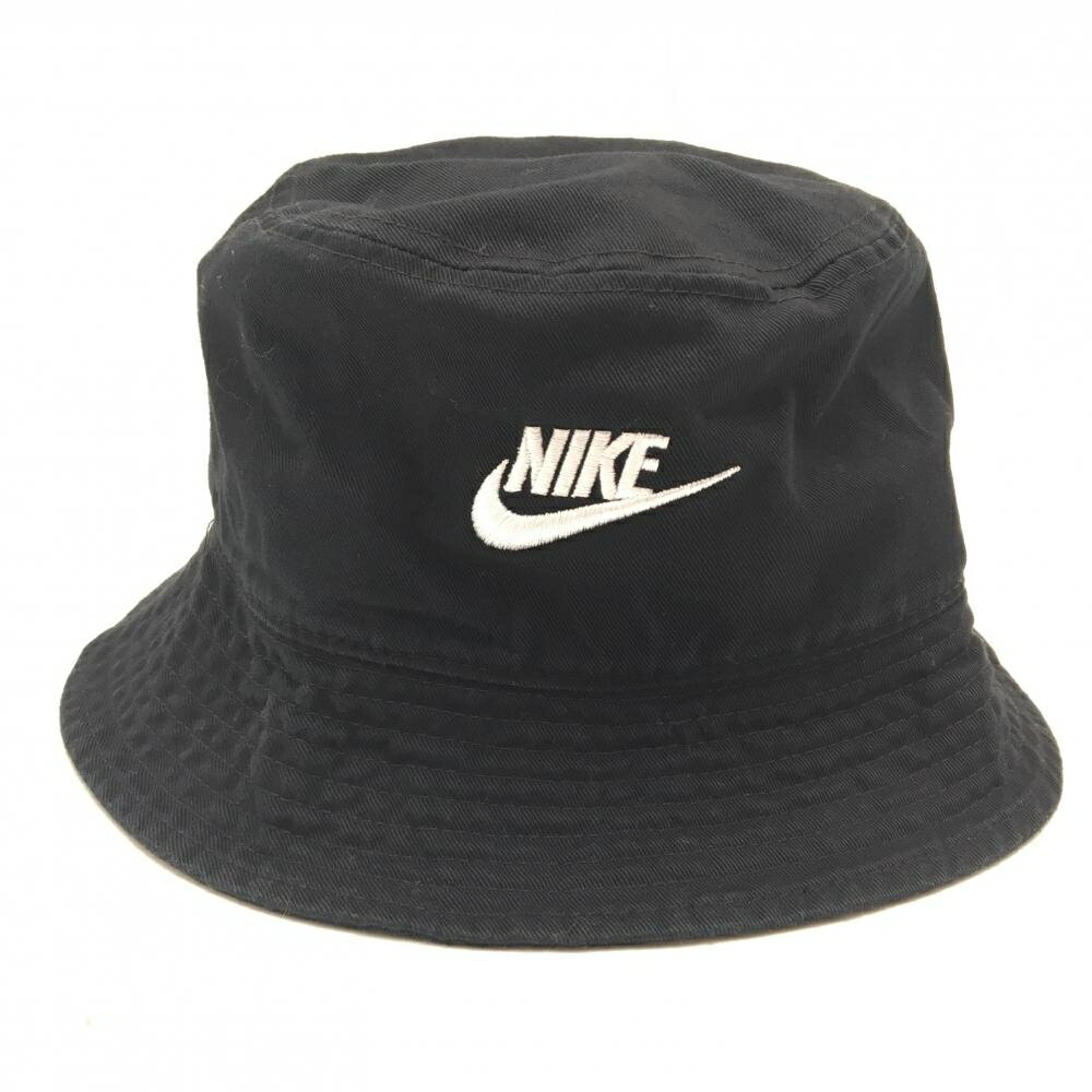 ナイキ バケットハット 黒×白 ロゴ刺しゅう S/M ゴルフウェア NIKE