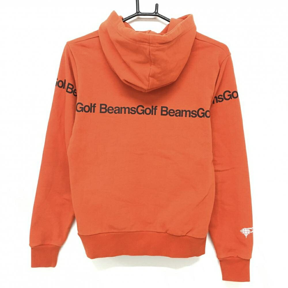 ビームスゴルフ パーカー オレンジ ロゴ黒 裏毛スウェット レディース M ゴルフウェア BEAMS GOLF