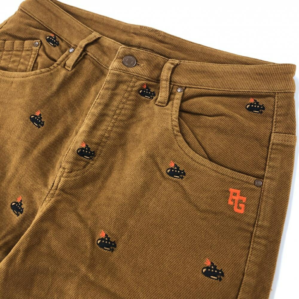 【美品】パーリーゲイツ パンツ ブラウン×黒 総柄 微起毛 レディース 1(M) ゴルフ...