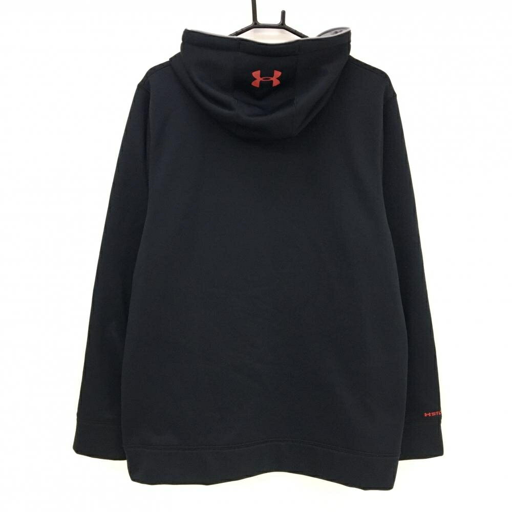アンダーアーマー パーカー 黒×グレー フロントロゴ 腹部ポケット メンズ LG ゴルフウェア UNDER ARMOUR