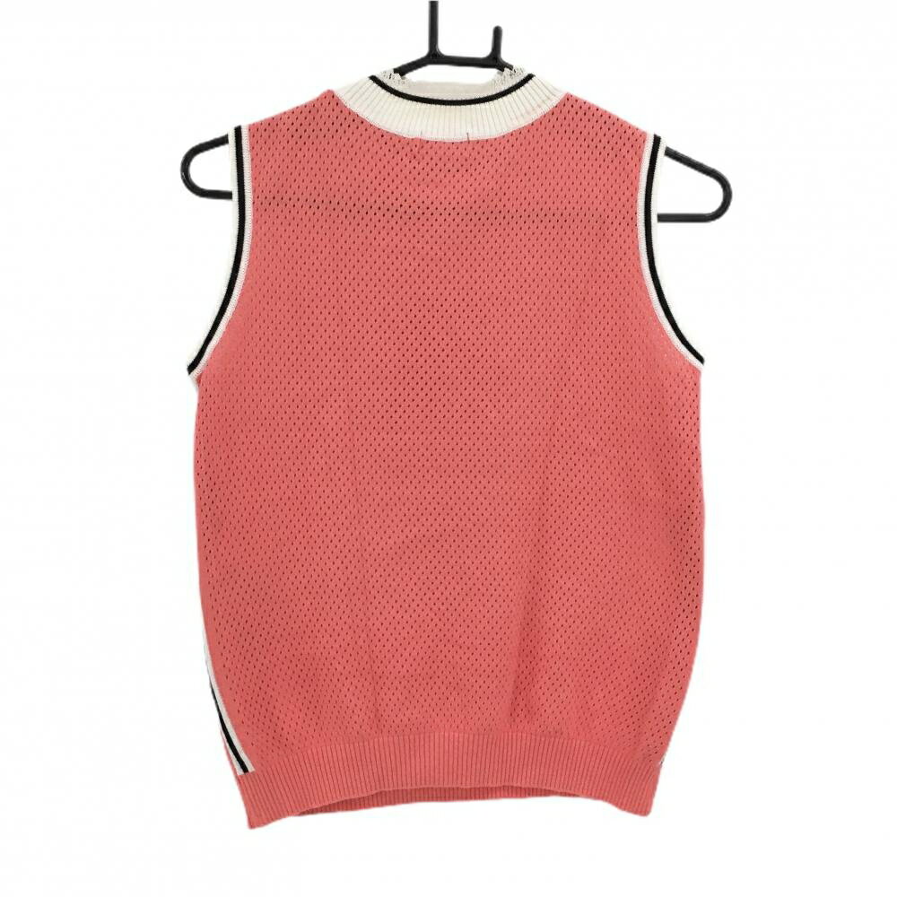 アルチビオ ニットベスト サーモンピンク×白 背面透かし編み レディース 36(S) ゴルフウェア archivio