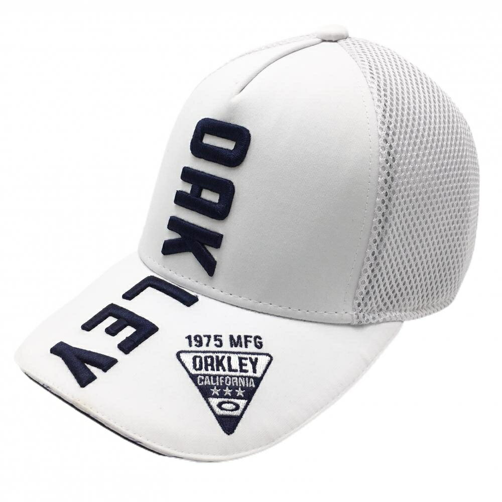 【美品】オークリー キャップ 白×ネイビー 立体ロゴ刺しゅう ゴルフウェア Oakley
