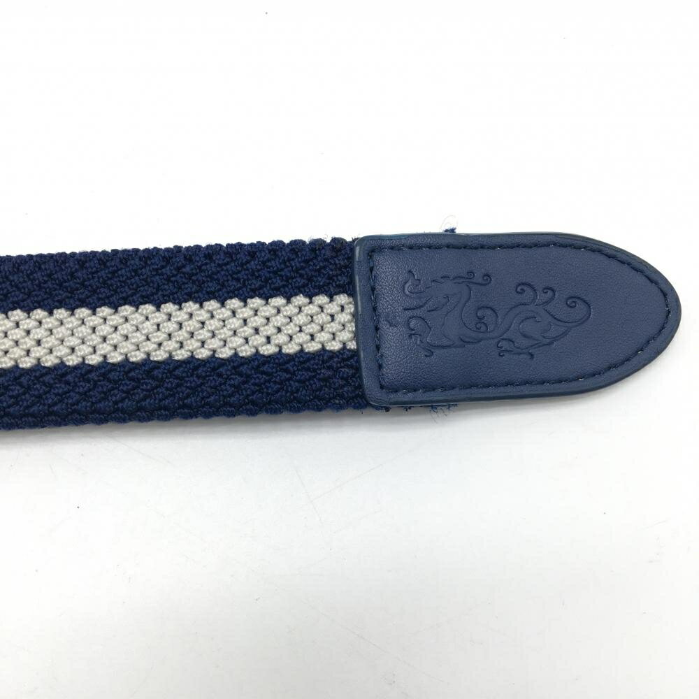 【超美品】ダンスウィズドラゴン メッシュベルト ネイビー×白 編込み 伸縮 レディース ゴルフウェア Dance With Dragon