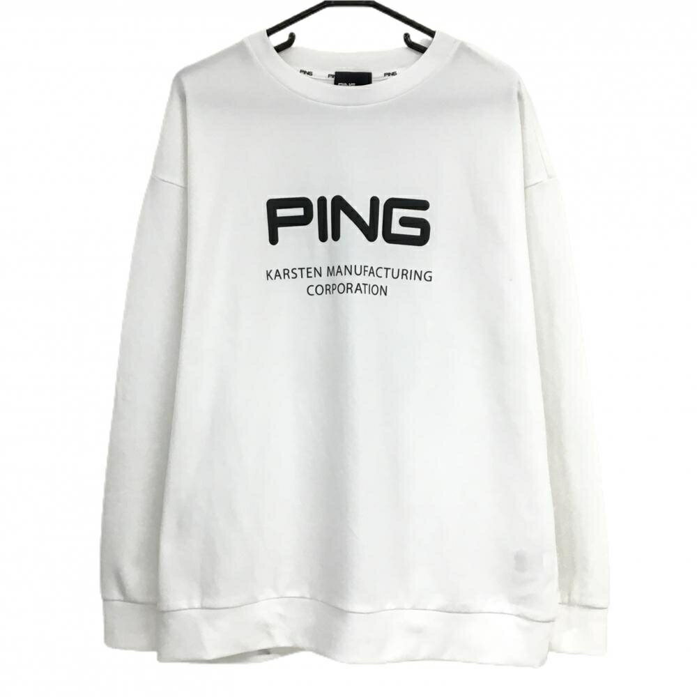 ピン トレーナー 白 ロゴ黒 薄手 メンズ LL ゴルフウェア 2023年モデル PING