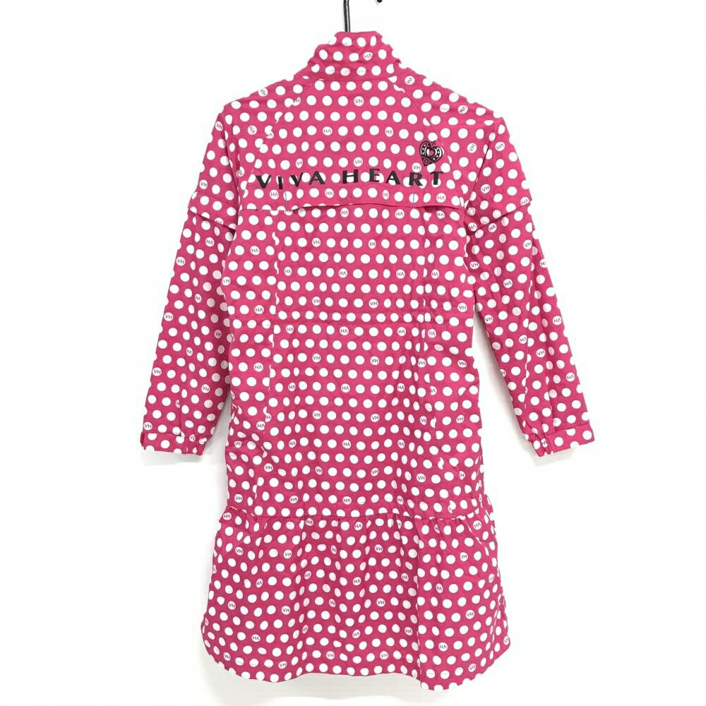 【美品】ビバハート レインウェア(2WAYレインワンピース×ハット) ピンク×白 ドット レディース 38(S) ゴルフウェア VIVA HEART