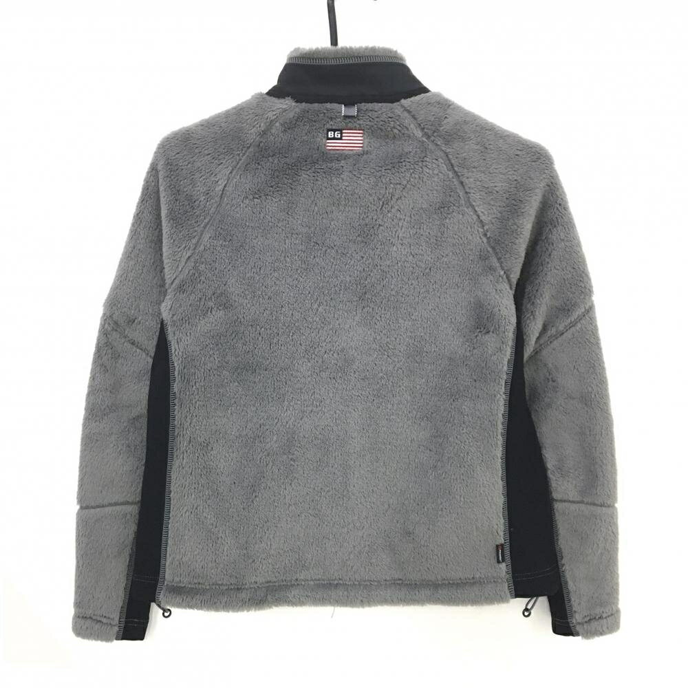 【超美品】ブリーフィング 切替ボアジャケット グレー×黒 ダブルジップ 胸ロゴ フリース レディース S ゴルフウェア BRIEFING