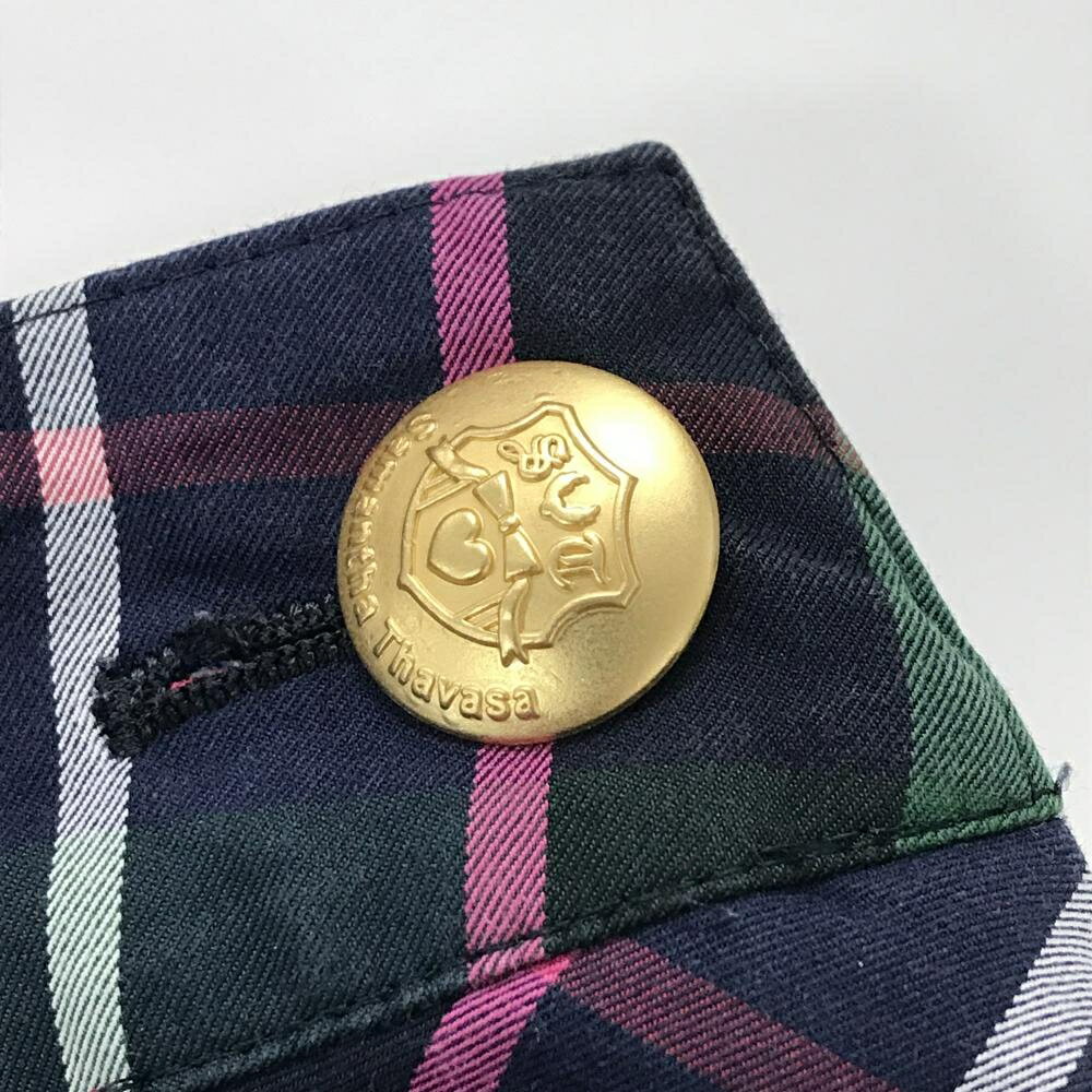 【美品】サマンサタバサ プリーツスカート グリーン×ネイビー チェック レディース 36(S) ゴルフウェア Samantha Thavasa