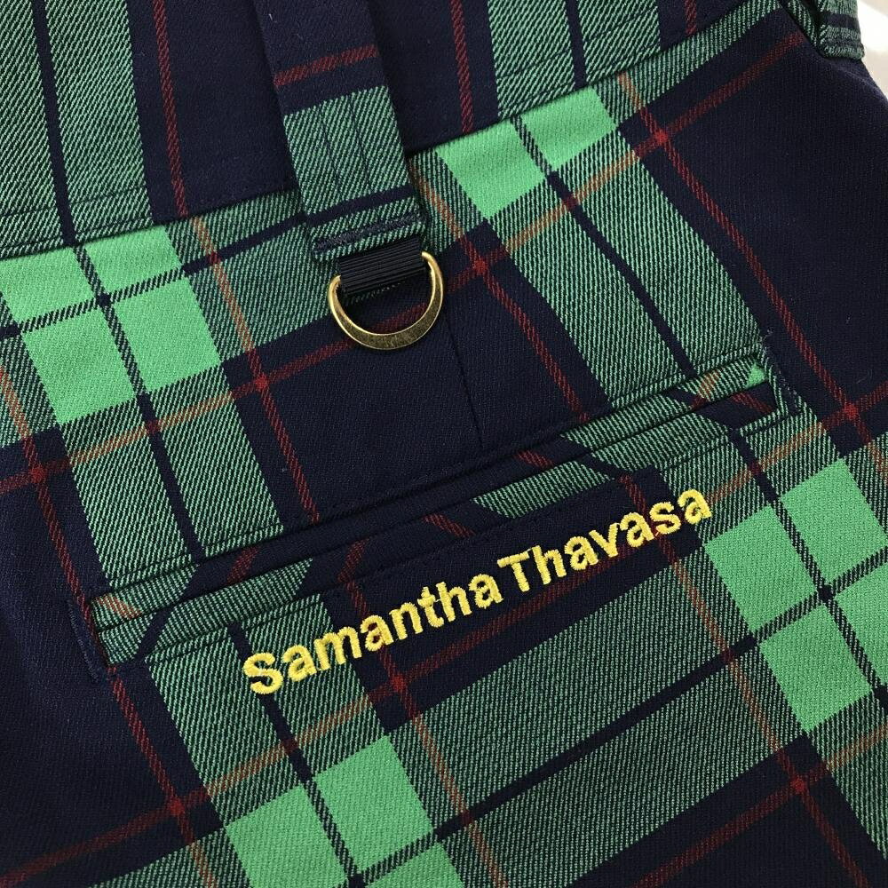 【超美品】サマンサタバサUNDER25 ショートパンツ ライトグリーン×ネイビー×レッド レディース S ゴルフウェア Samantha Thavasa