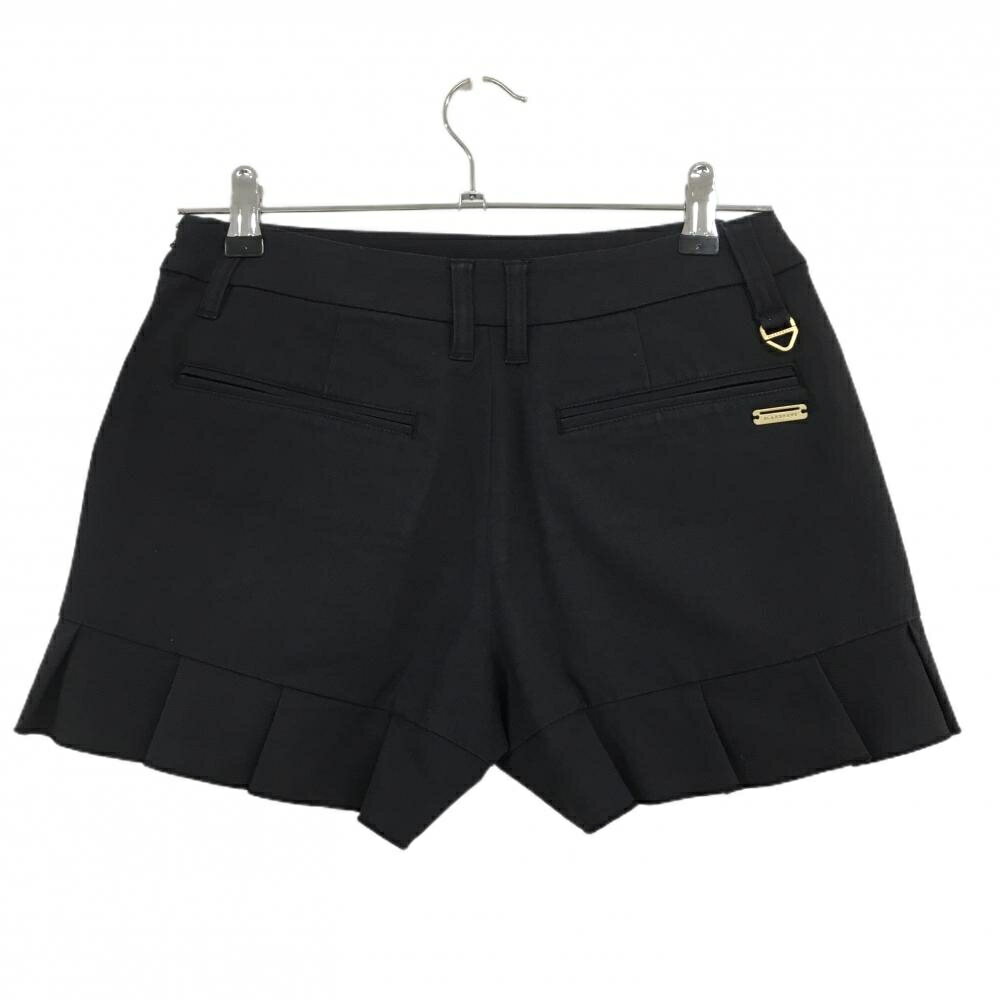 【美品】セントアンドリュース ショートパンツ 黒 フリル 麻混 ストレッチ レディース S ゴルフウェア St ANDREWS