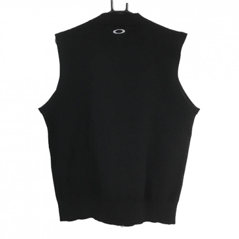 【超美品】オークリー ニットジップベスト 黒×グレー 前総柄 ロゴ刺しゅう ダブルジップ メンズ XL ゴルフウェア Oakley